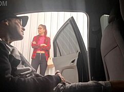 Punheta arriscada na rua para estudante no ponto de ônibus!