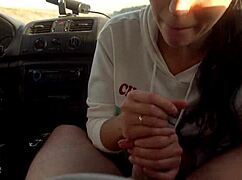 black lynn empties my balls in the car with her ponytail