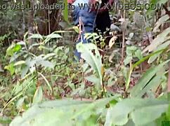 Fucking in the bush with a black fat pussy intensely