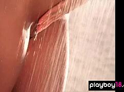 Big Natural Babe Pilar Lastra Strips In Shower