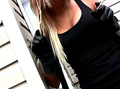 My new girlfriend teases me smoking outside in lingerie