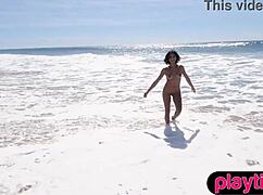 big boobs curvy beauty and petite asian milf stripping naked outdoors