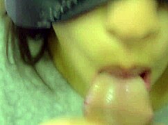 Ecstatic Japanese couple in blowjob climax