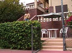 threesome in the tennis court