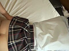 uncensored japanese beauty 19 years old black hair slender big breasts kei-chan beautiful shaved pussy creampie sex uniform cosplay