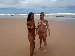 Friends intensely fuck on the beach while admiring nature's beauty.