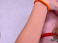 Naughty lesbian models gaping and fisting anals!