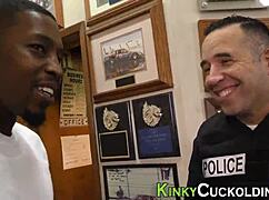 busty wife sucks a huge schlong in this cuckold scene