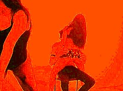 scruffy man invites to exclusive catwalk sexy lingerie dance