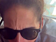 lightskin ebony step-sister gives blowjob by window, gets facial as boyfriend searches