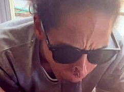 lightskin ebony step-sister gives blowjob by window, gets facial as boyfriend searches