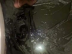 curvy european mommy flashes her fat ass outdoors while pissing in public pantyhose