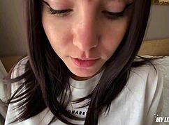 Fuck me quietly in the dorm, but I'll moan loudly - cum in mouth