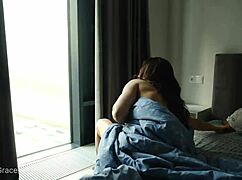 kristina starts her morning with some bathing and feet play