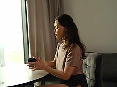 kristina starts her morning with some bathing and feet play