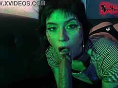 Alien girl sloppy deepthroat with dirty talk.