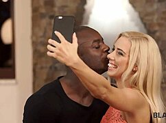 Blonde notices black bf's rod during selfie, they have sex 😏