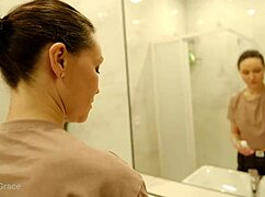 kristina starts her morning with some bathing and feet play