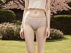 Lingerie Models Pose Under Cherry Blossom Trees