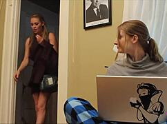 Spicy brunette secretaries rush into office kitchen lesbian cravings