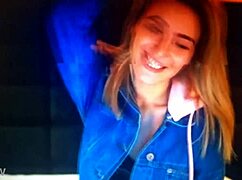 Blonde girl chats on webcam part two.