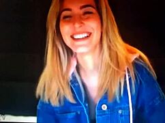 Blonde girl chats on webcam part two.