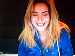 Blonde girl chats on webcam part two.
