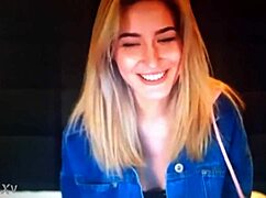Blonde girl chats on webcam part two.