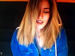 Blonde girl chats on webcam part two.