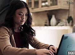 Jealous asian teen lulu chu craves sex and gets fucked after masturbation and blowjob with slimthick vic