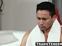 classy trans babe gets her tight ass filled up with cock, kai bailey is a very lucky guy that gets to fuck the glamorous shemale babe janelle fennec