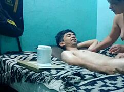 A medium pleasure massage for a skinny boy in intimate setting