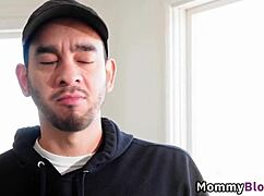 Come here, plumber, let me suck your big cock with my wet mouth, says stunning brunette milf