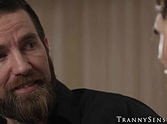 Long haired shemale gets rimmed?