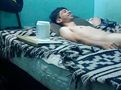 A medium pleasure massage for a skinny boy in intimate setting