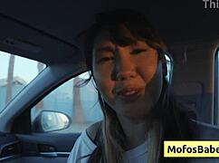 Sexy Asian Hottie Plays With Her Natural Big Boobs In The Car In Front Of Her Friend Tomie Tang Charles Dera