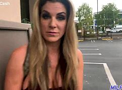 Dirty blonde bombshell gives sexy milf ass to horny stud