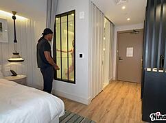 Horny Milf Nina Dolci Caught Bellboy Slowly Stroking Big Cock