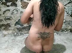 flip-flop stretches ass of ladyboy shemale.