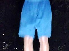 in the park, a cute brunette works out at the gym with her uncle