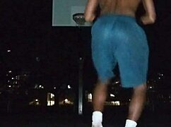 in the park, a cute brunette works out at the gym with her uncle