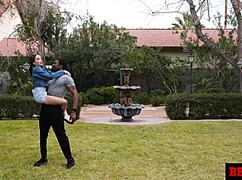 selina imai bent over and gripped the jizz out of that big black cock in interracial creampie.