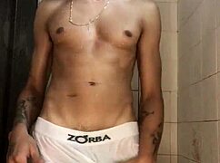 Amateur Interracial Novinho With Thick Cock Masturbating In Shower Bath Homemade Handjob Closeup