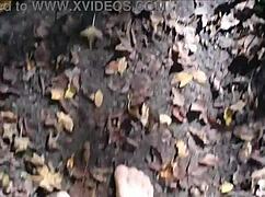 European girl takes a little nylon walk in the forest