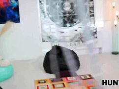 russian lesbian slut caught and fucked by landlord while gf watches