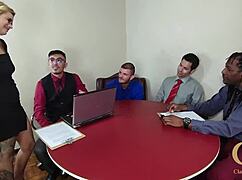 Office gone mad with slutty trailer banging and orgasms