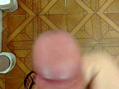 My beautiful cumshot lands perfectly on her cock