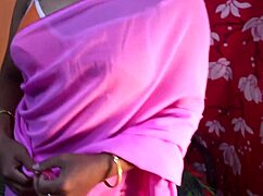 Indian bhabhi in pink saree blows her cheating boyfriend