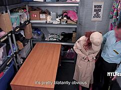 Hey, the security guard finds way more than expected with Elise London!