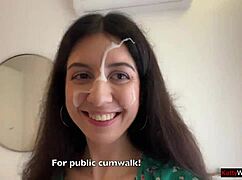 Hottie Lost The Game And Had To Walk With Cum On Her Face - Cumwalk